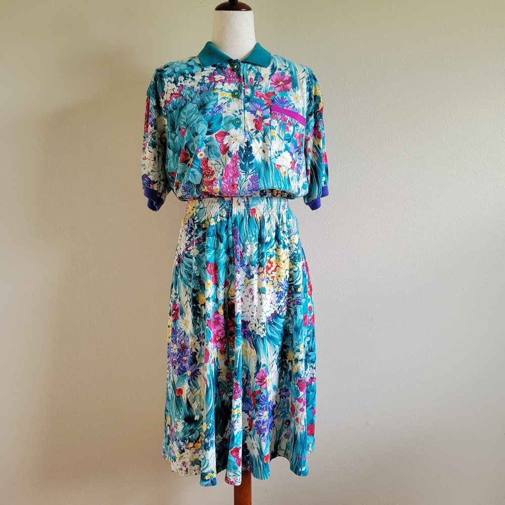 Peter Popovitch Petite | 80s Vintage Floral Polo & Skirt Set